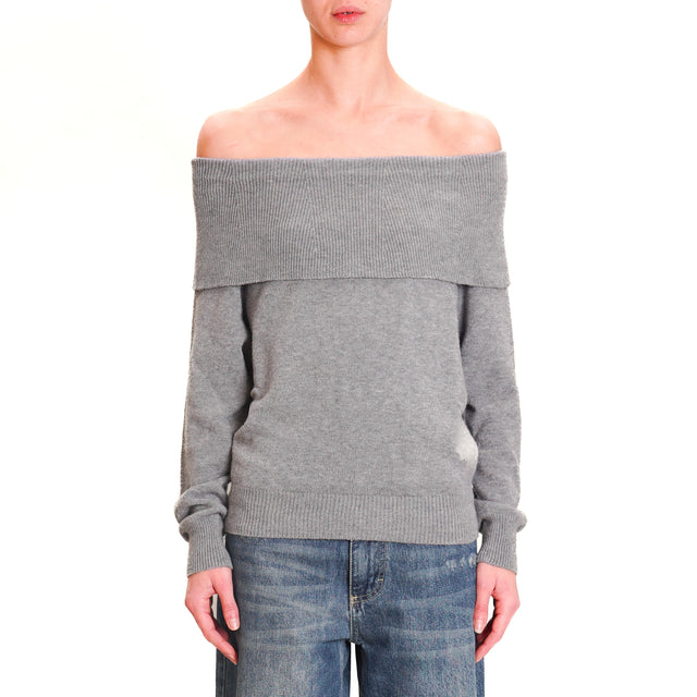 Tension in-Shiffer neck sweater - pearl