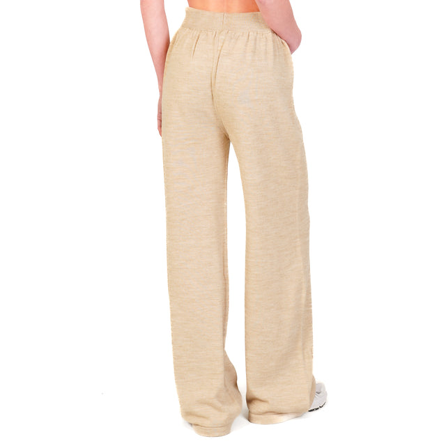 Tensione in-Pantalone misto lana con coulisse - champagne