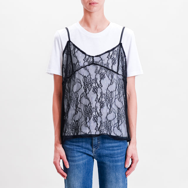 Tensione in-T-shirt + top in pizzo - bianco/nero