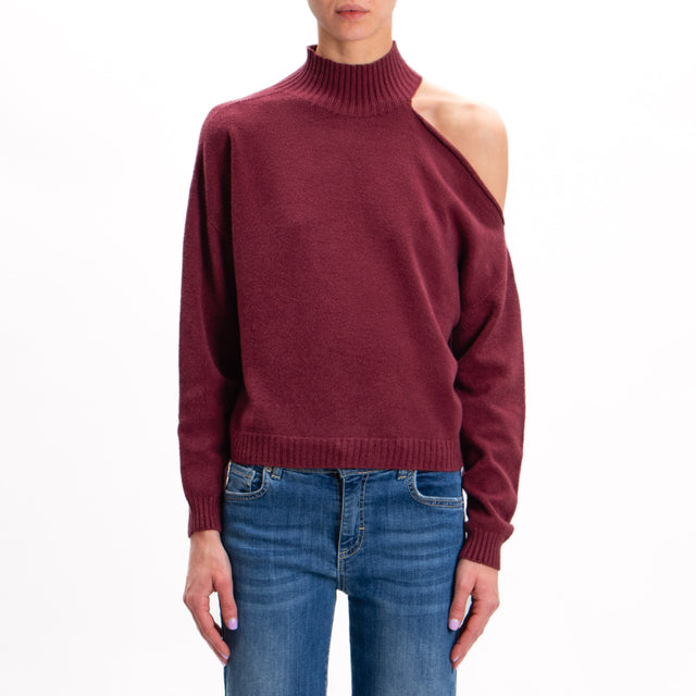 Tensione in-Maglia cut out collo montato - Bordeaux