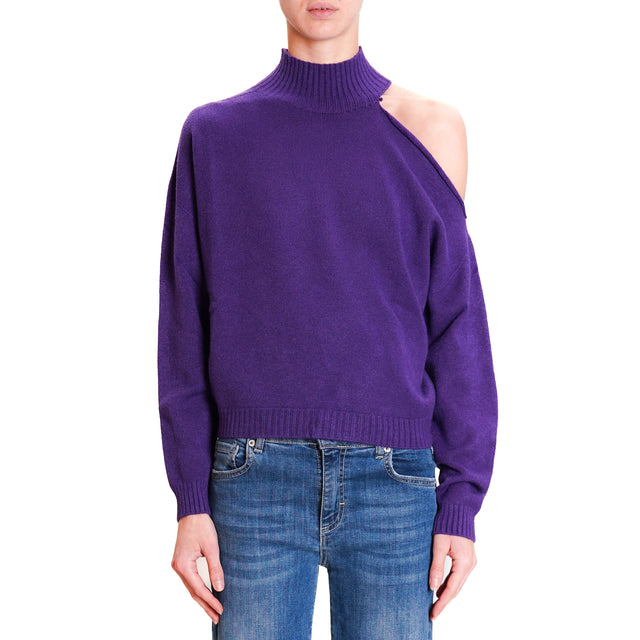 Tensione in-Maglia cut out collo montato - viola