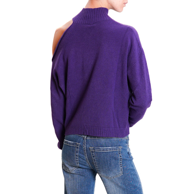 Tensione in-Maglia cut out collo montato - viola