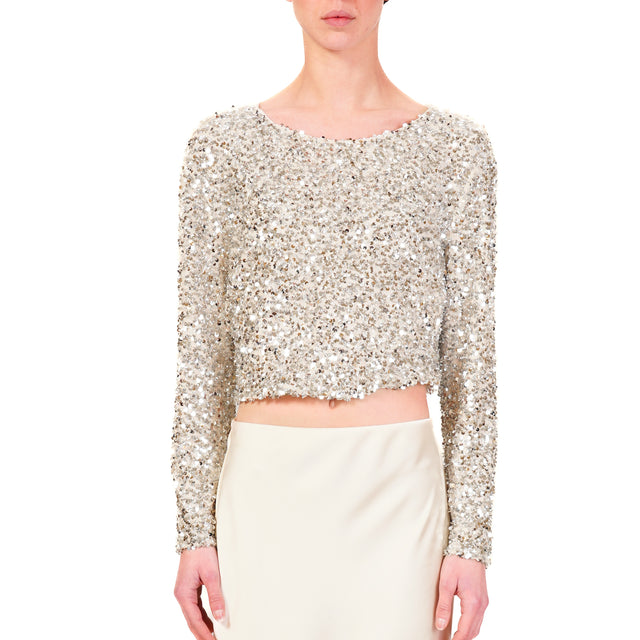 Tensione in-Blusa con paillettes - panna