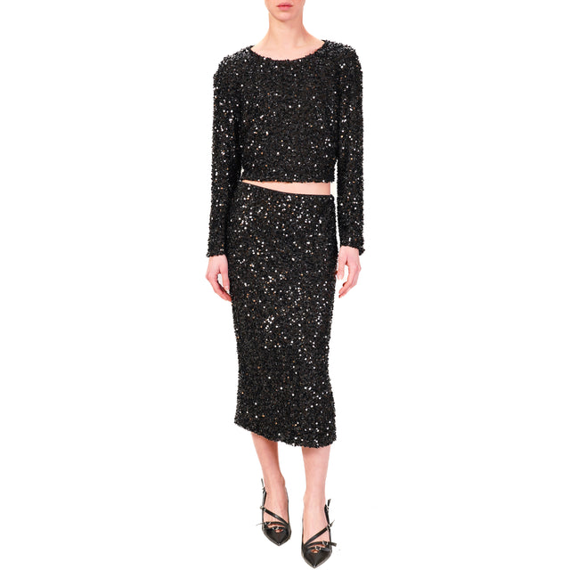 Tensione in-Blusa con paillettes - nero