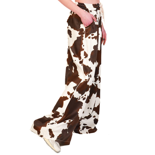 Tensione in-Pantalone cow print con coulisse - bianco/moro