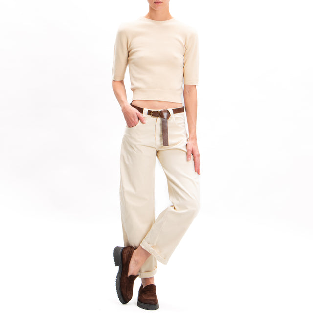 Tensione in-Pantalone carrot con cintura - burro