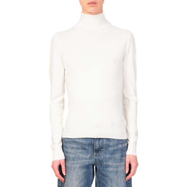 Tension in-High neck sweater - butter