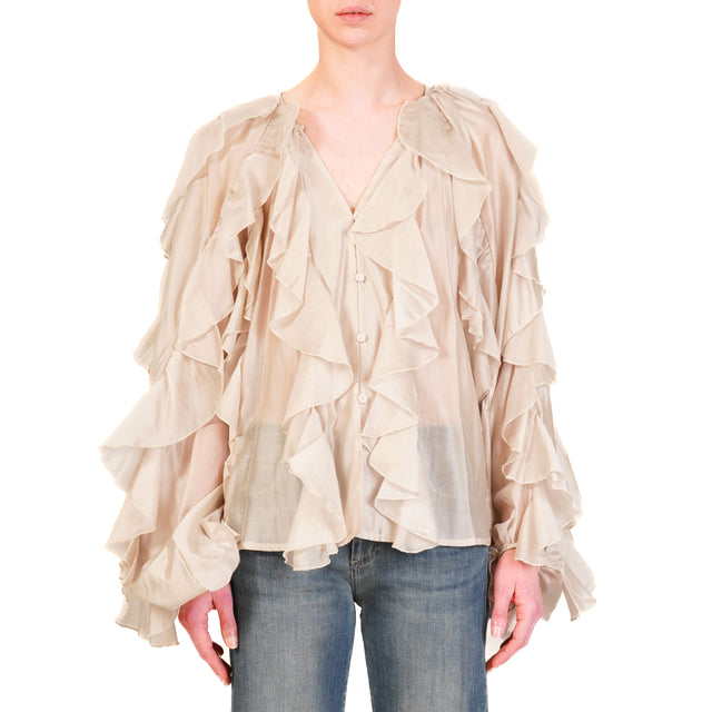 Tensione in-Camicia mussola con rouches - nude