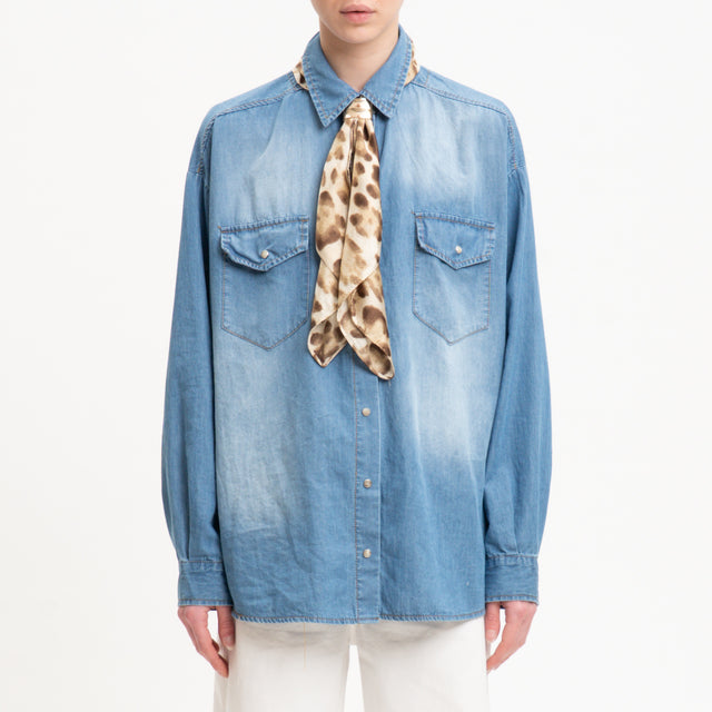 Tensione in-Camicia jeans con foulard - denim/burro/beige