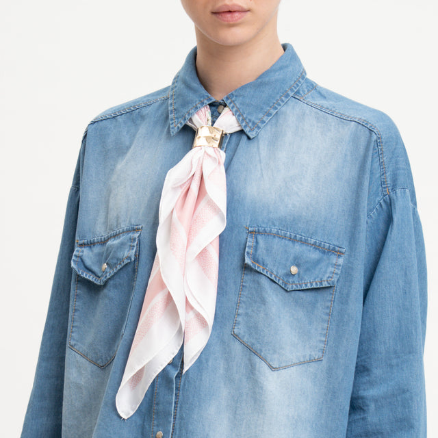 Tensione in-Camicia jeans con foulard - denim/latte/rosa