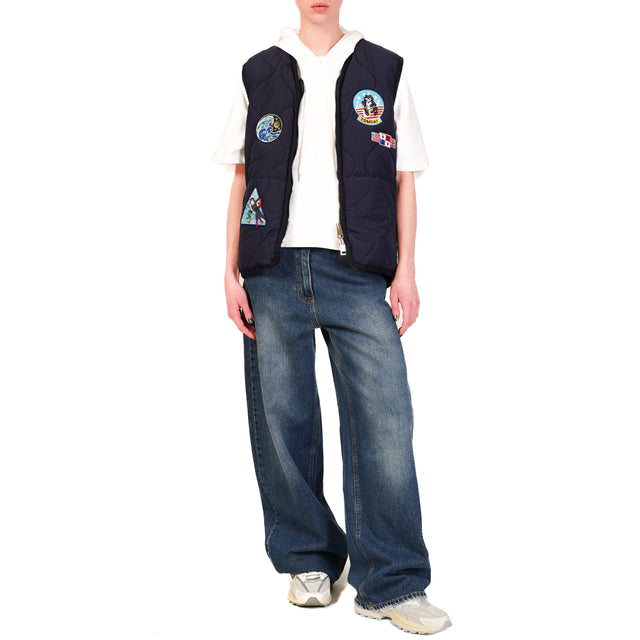 Tensione in-Gilet trapuntato con patch - blu