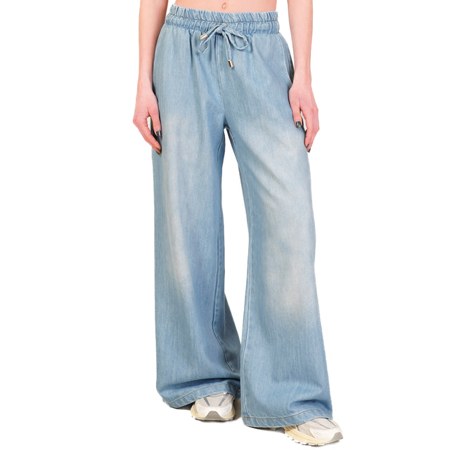 Tensione in-Jeans wide leg con coulisse - denim