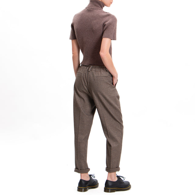 Tensione in-Pantalone pied de poule - tabacco