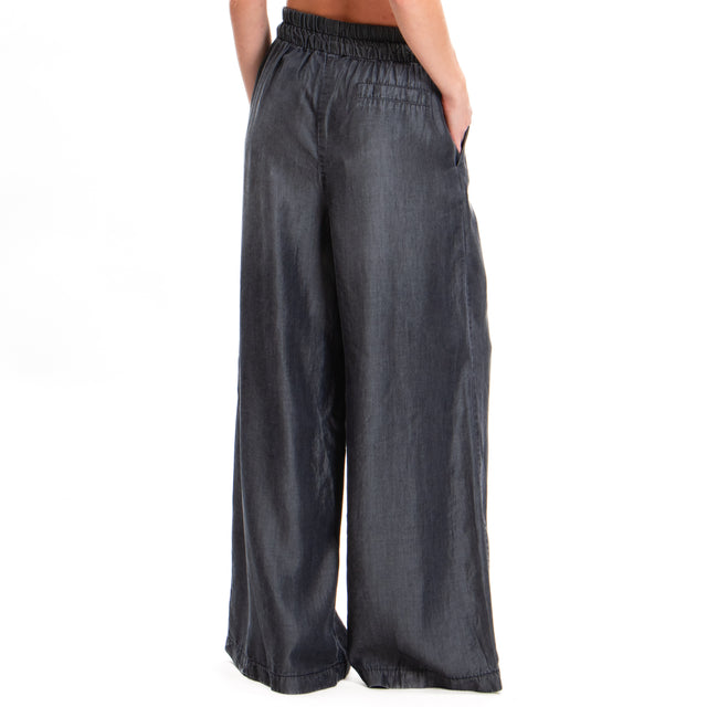 Tensione in-Pantalone wide leg con coulisse - nero