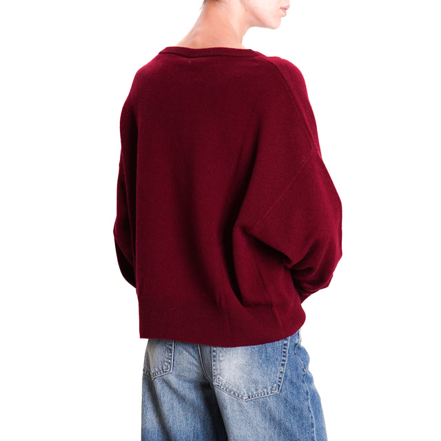 Tensione in-Maglia lana scollo v con cut out - Bordeaux