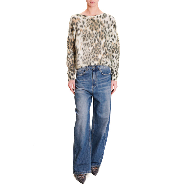 Tensione in-Maglia mohair fantasia animalier - burro