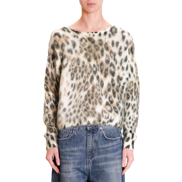 Tensione in-Maglia mohair fantasia animalier - burro