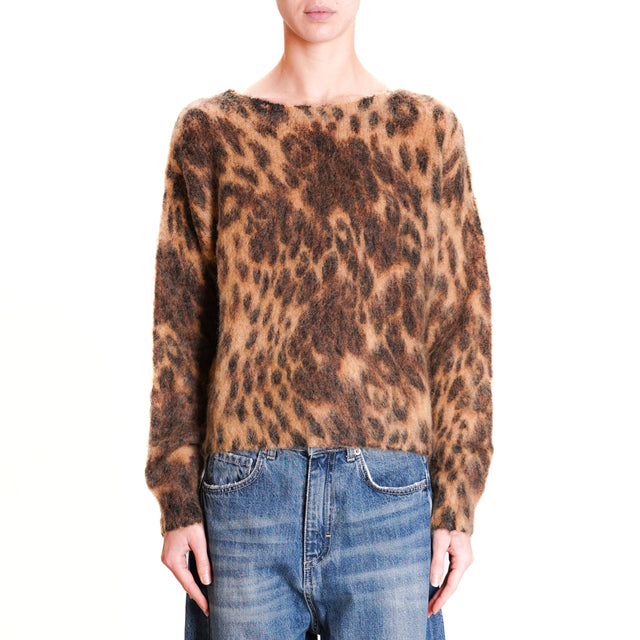 Tensione in-Maglia mohair fantasia animalier - sughero