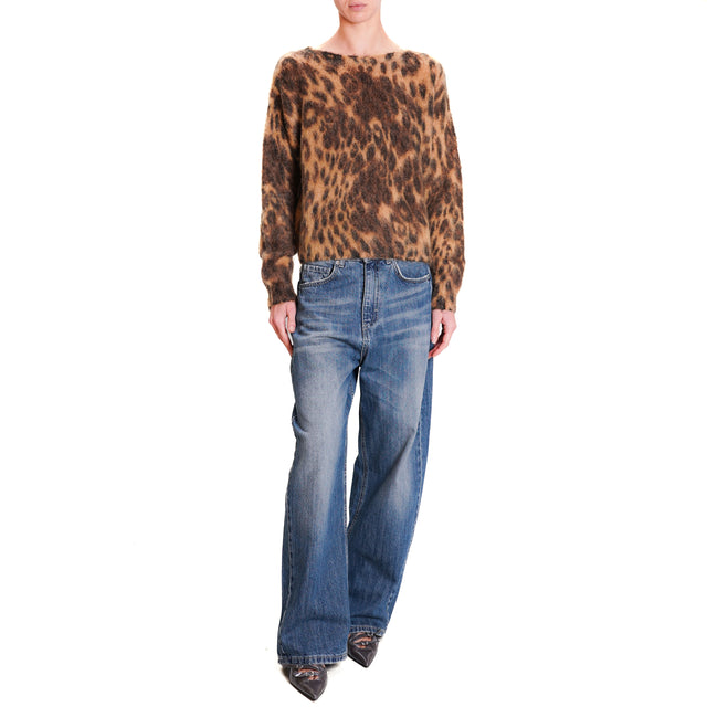 Tensione in-Maglia mohair fantasia animalier - sughero