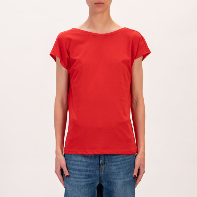 Camiseta souvenir con cuello de pico en la espalda - rojo