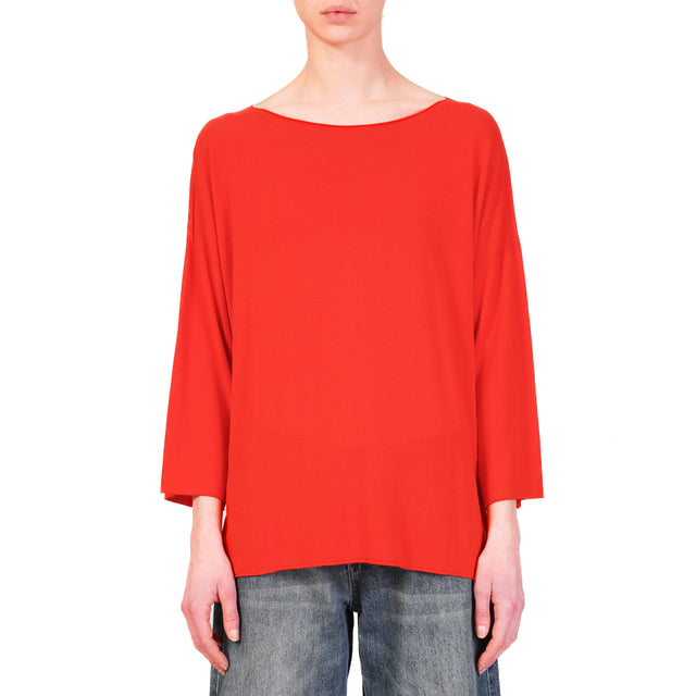 Kontatto-Maglia scatola oversize - campari