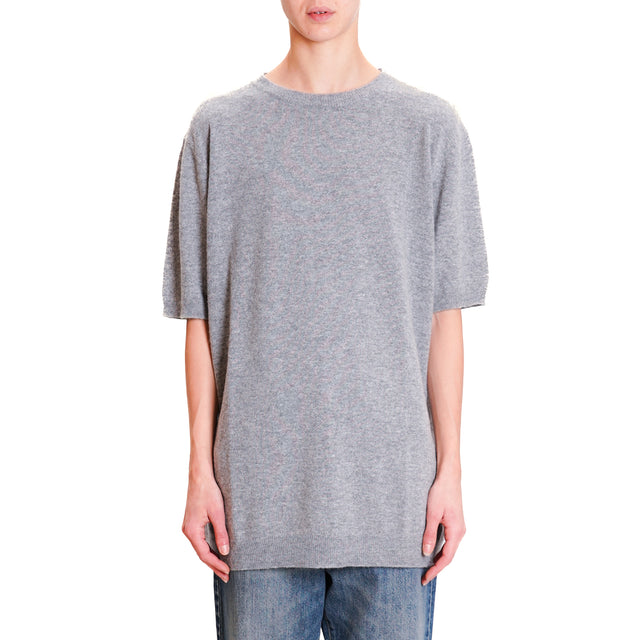 Vicolo-Maglia mezza manica misto cashmere - grigio