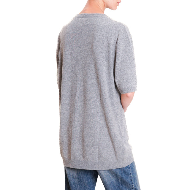 Vicolo-Maglia mezza manica misto cashmere - grigio