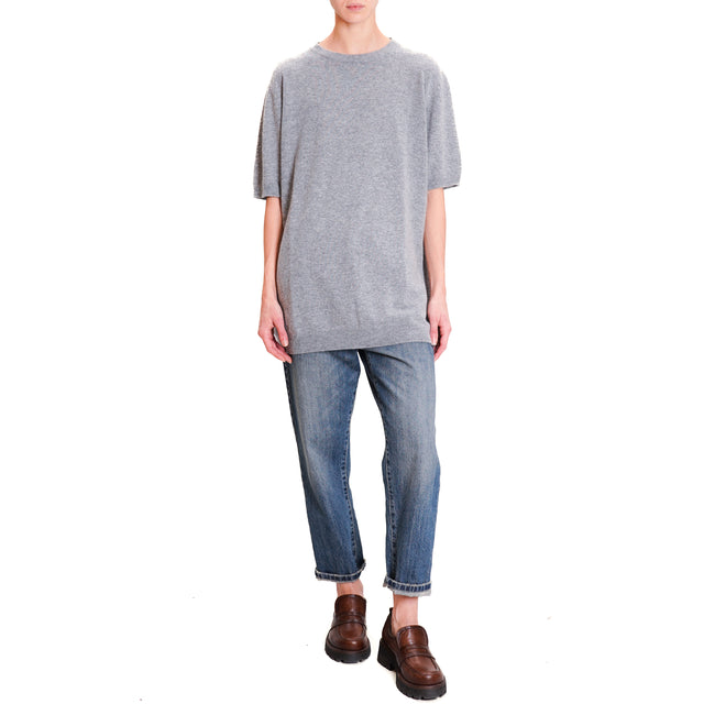 Vicolo-Maglia mezza manica misto cashmere - grigio