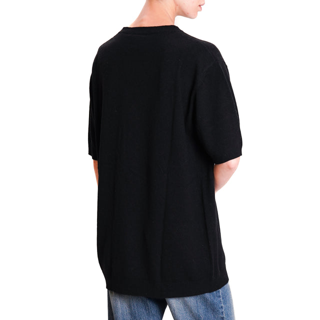 Vicolo-Maglia mezza manica misto cashmere - nero