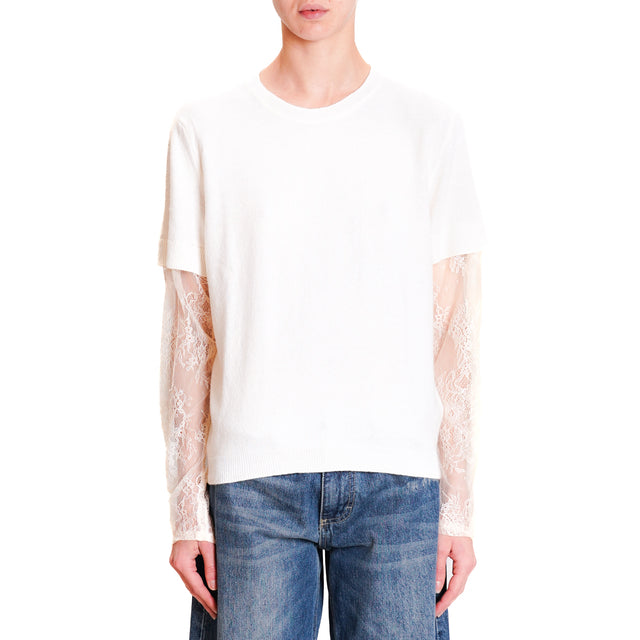 Vicolo-Maglia doppio tessuto misto cashmere - latte/sand