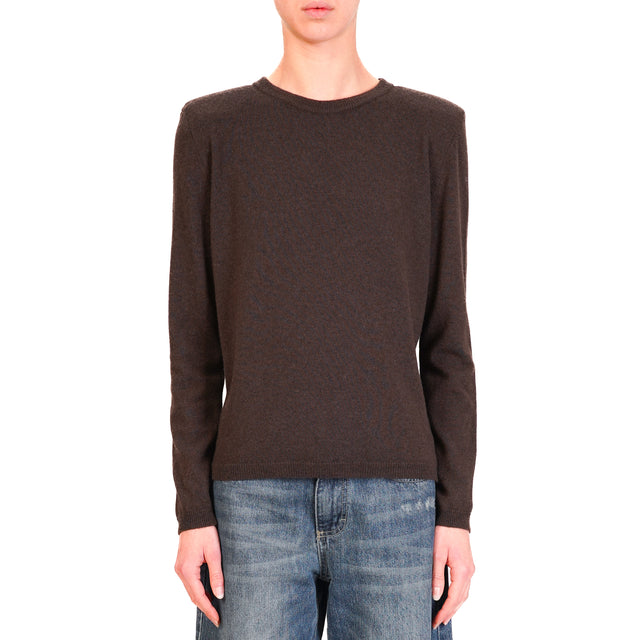 Vicolo-Maglia con spalline misto cashmere - moro