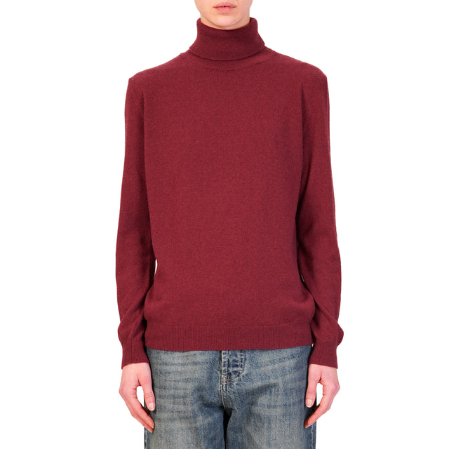 Vicolo-Maglia collo alto misto cashmere - Bordeaux