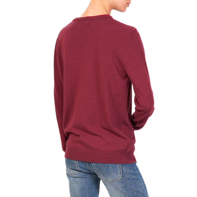 Vicolo-Crewneck Cashmere Blend Sweater - Bordeaux