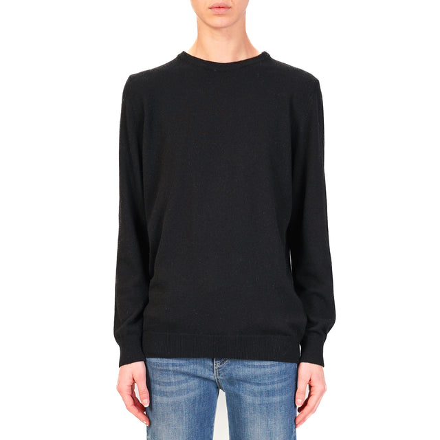 Vicolo-Maglia girocollo misto cashmere - nero