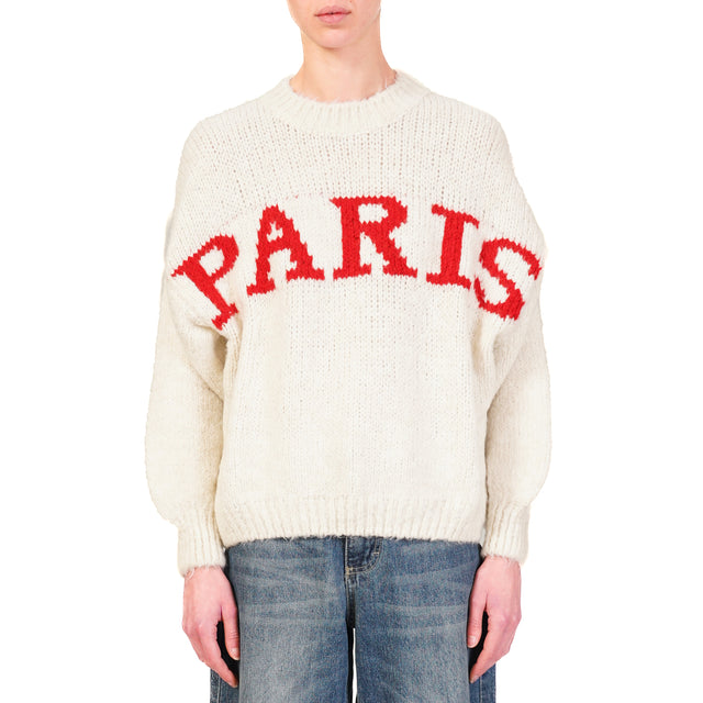 Vicolo-Maglia mohair "PARIS" - burro/rosso