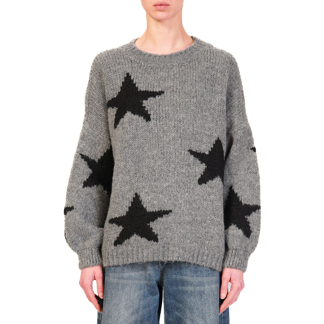 Vicolo-Maglia stelle mohair - grigio/nero