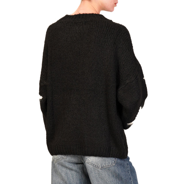 Vicolo-Maglia stelle mohair - nero/latte