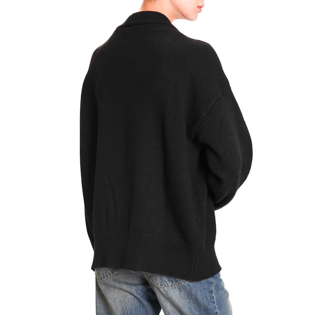 Vicolo-Cardigan over cashmere blend - black