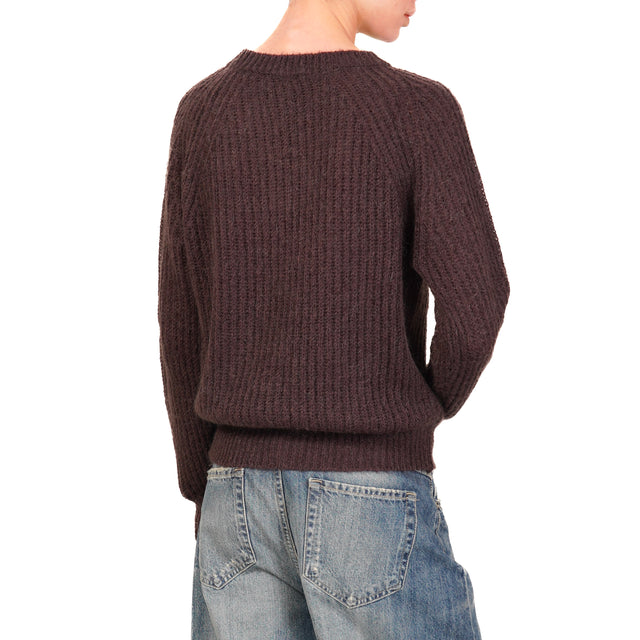 Vicolo-Maglia mohair a coste - aubergine