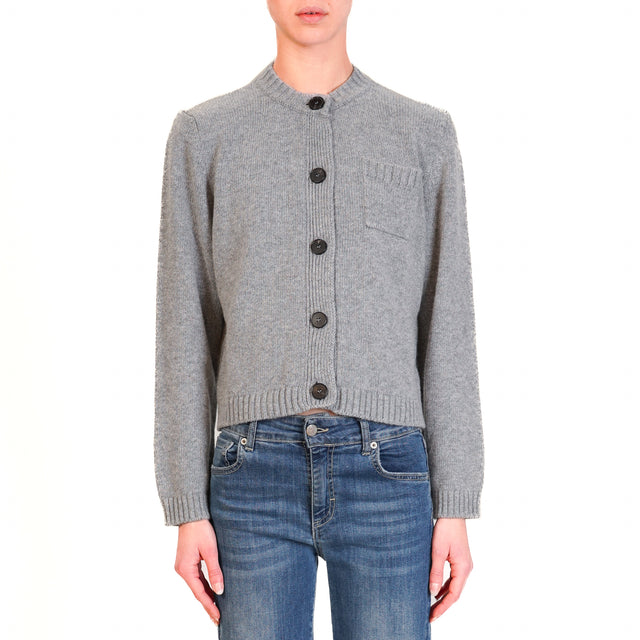 Vicolo-Cardigan con taschino misto cashmere - grigio