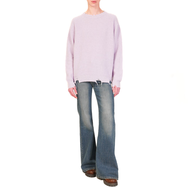 Vicolo-Maglia misto cashmere con rotture - lilla