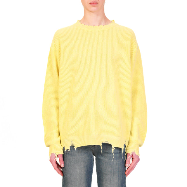 Vicolo-Maglia misto cashmere con rotture - lime