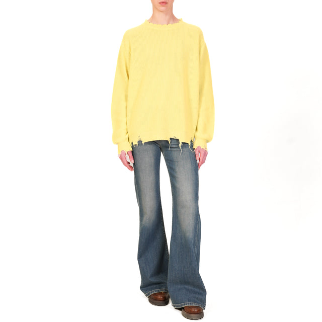 Vicolo-Maglia misto cashmere con rotture - lime