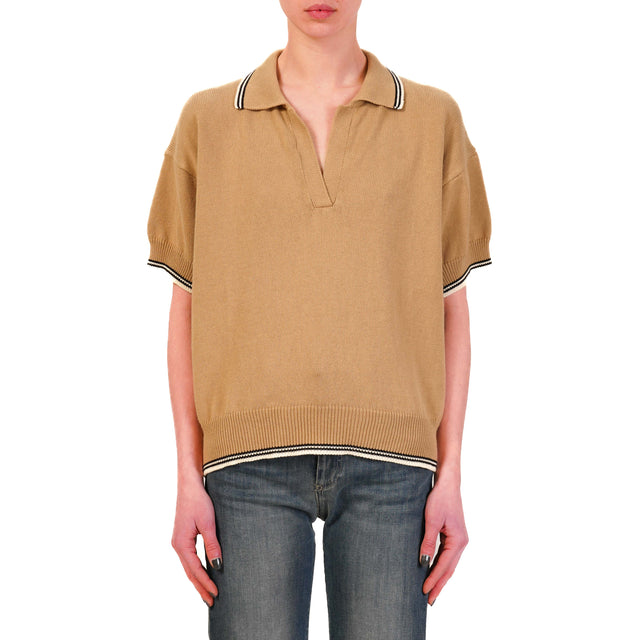 Vicolo-Maglia collo polo - camel/burro/nero