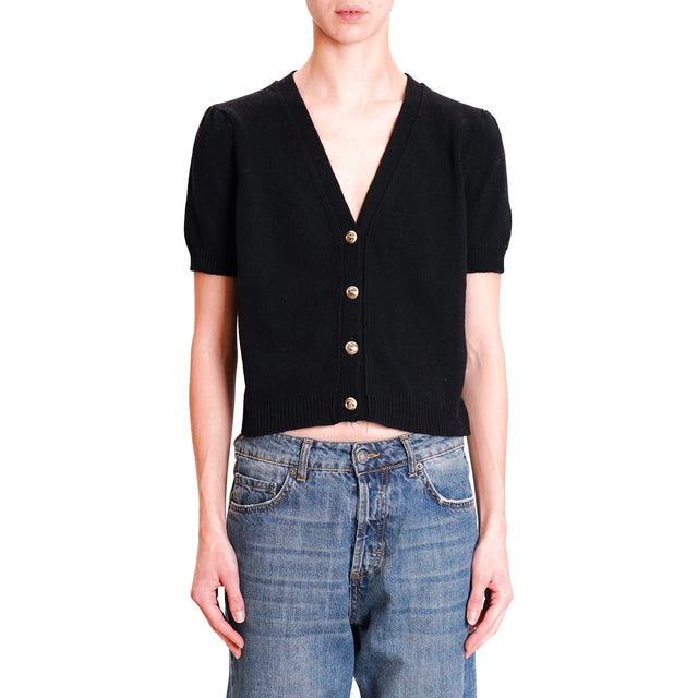 Vicolo-Cardigan short sleeve gold buttons - black