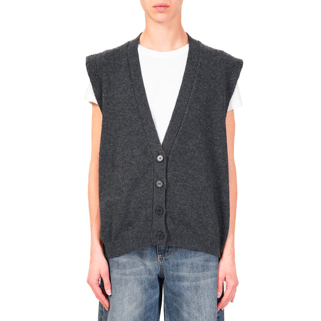 Vicolo-Gilet misto cashmere - antracite