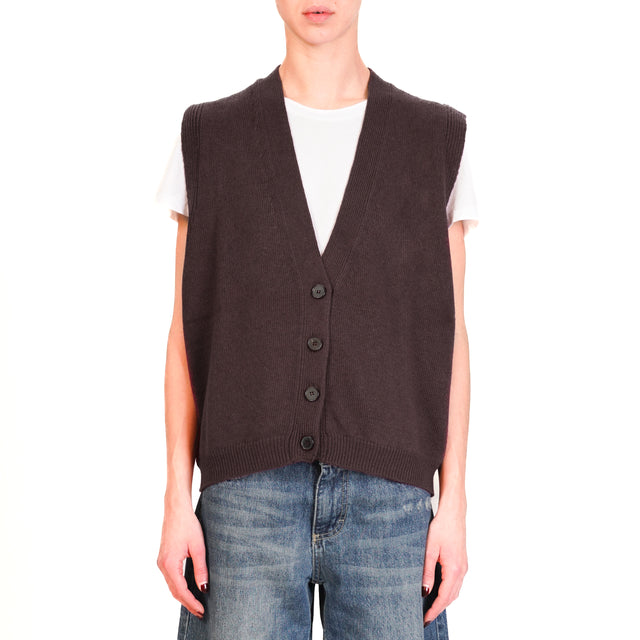 Vicolo-Gilet misto cashmere - moro