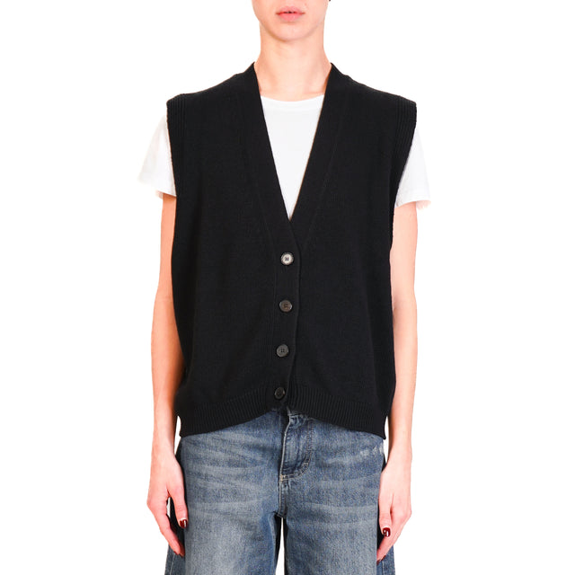 Vicolo-Gilet misto cashmere - nero