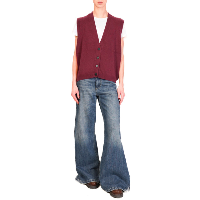 Vicolo-Gilet misto cashmere - Bordeaux