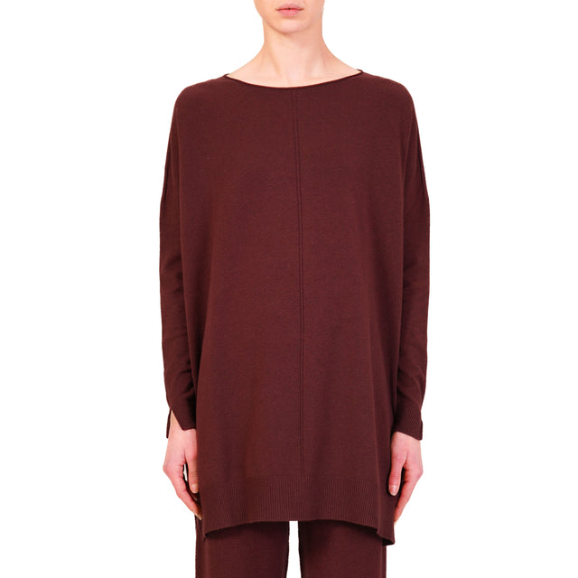 Vicolo-Completo maglia oversize + pantalone - Bordeaux